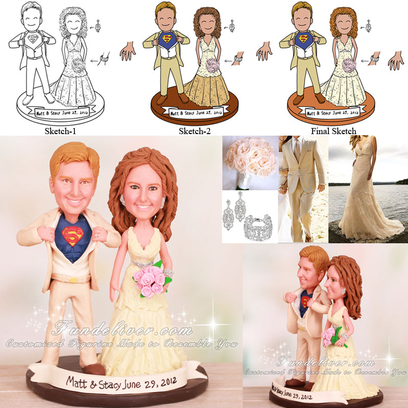 Funny Superman Wedding Cake Toppers